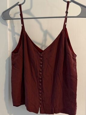 Madewell Burgundy Silk Button Front Cami Tank Top Size XS